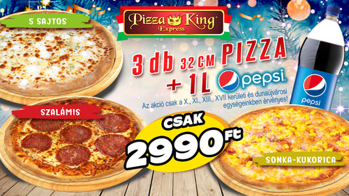 Pizza King 7 - 3 pizza variáció - Szuper ajánlat - Online order